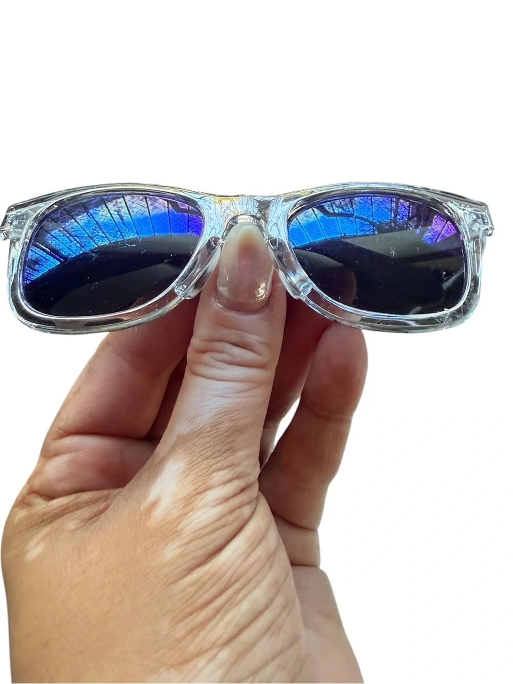 Janie and Jack Transparent Frame Sunglasses with Blue Lenses